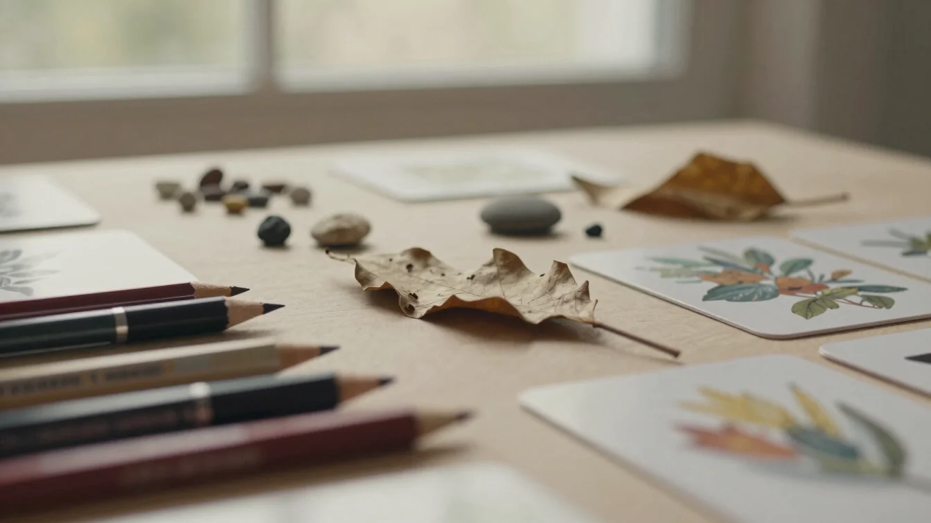 Tactile editorial photography, a close-up of various creative too